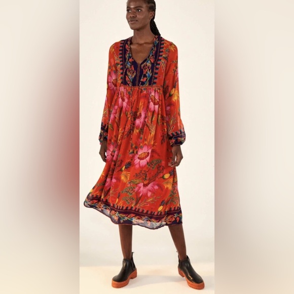 FARM Rio Dresses & Skirts - Farm Rio Maxi Flowers Midi Dress Size Small